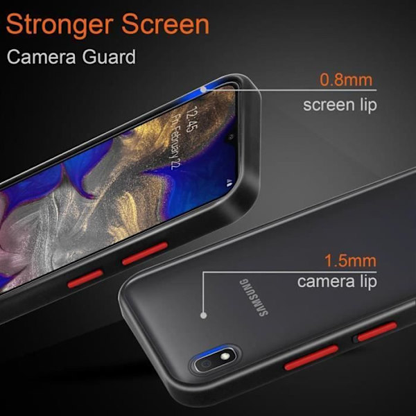 Cadorabo-fodral för Samsung Galaxy A10 / M10 i frostat svart - röda knappar Silikon TPU Hybrid Skyddsfodral