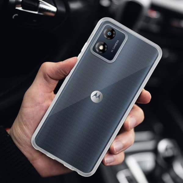 Transparent stötsäker silikonfodral för Motorola Moto E13 Vit