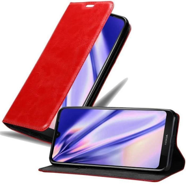 Telefonfodral - CADORABO - Nokia 3.2 - Läderimitation - Röd - Osynlig magnetisk stängning Röd