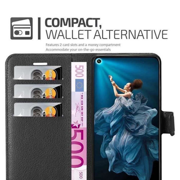 Coque - CADORABO - Honor 20 / 20S / Huawei NOVA 5T - Syntetiskt läder - Magnetstängning - Ställfunktion KOLSVART