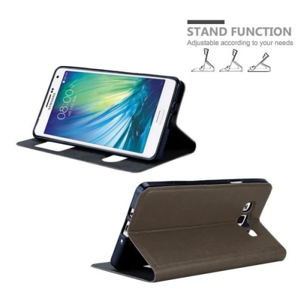 Cadorabo Fodral till Samsung Galaxy A7 2015 i STONE BROWN – Skyddsfodral med horisontellt stativ och två fönster – View Case