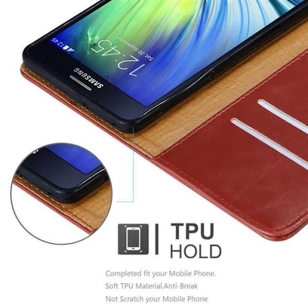 Samsung Galaxy A7 2015 fodral - CADORABO - Röd - Imiterat läder - Stativfunktion - Kortfack Röd