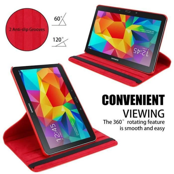 Cadorabo Fodral till Samsung Galaxy Tab 4 (10,1" Zoll) SM-T530 - T535 i rött - UTAN automatisk väckning