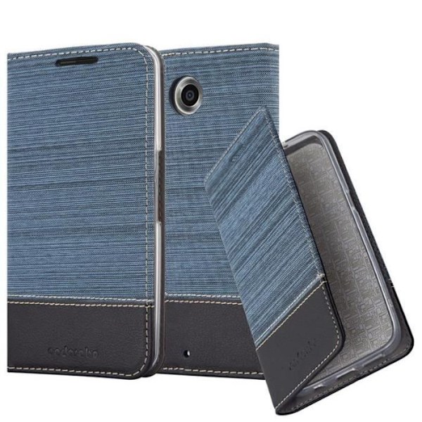 Skyddsfodral för Lenovo (Motorola) NEXUS 6 - CADORABO - Design i väv - Konstläder - Mörkblå Mörkblå