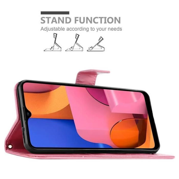 Fodral till Samsung Galaxy A20S - CADORABO - Blommönster - Imiterat läder - Stativfunktion - 3 kortplatser Rosa
