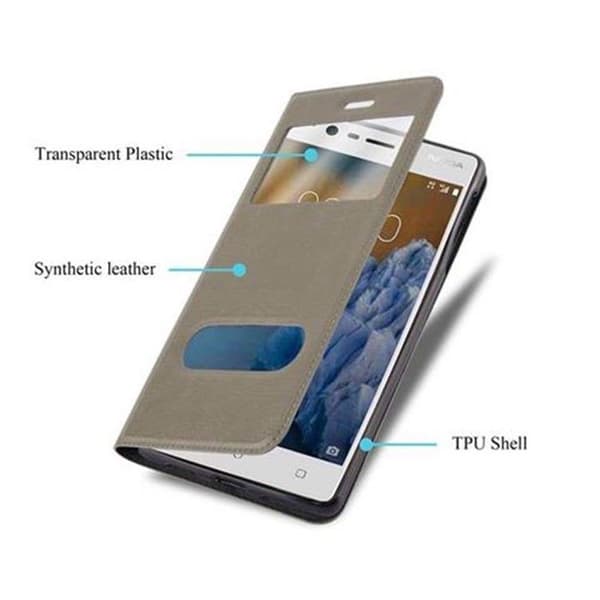 Flip-fodral för Nokia 3 2017 Fodral i BRUN STEN Skydd brun