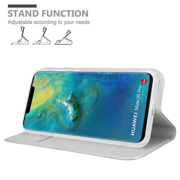 Flip-fodral för Huawei MATE 20 PRO Etui i KLASSISK SILVER Plånbok Stötsäker Grå