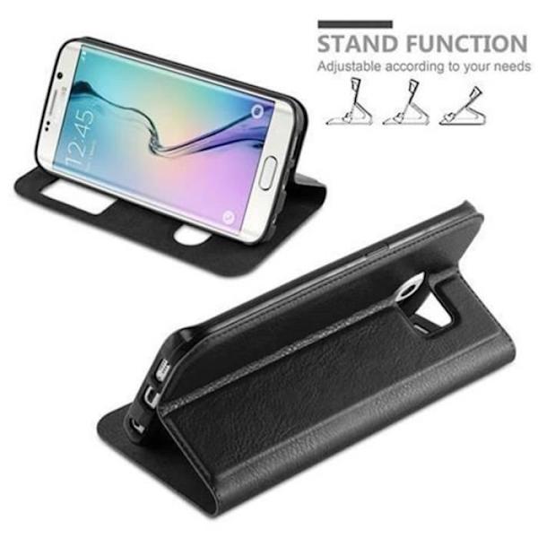 Samsung Galaxy S6 EDGE-fodral i COMET BLACK från Cadorabo (Design VIEW) Helt skyddsfodral med flip flik, stativ