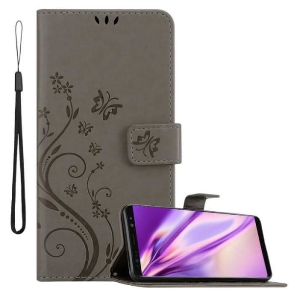 Coque - CADORABO - Samsung Galaxy NOTE 8 - Simil läder - Blommig - Ställfunktion och kortfack Grå
