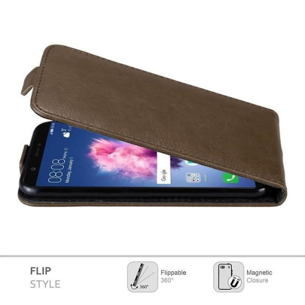 Cadorabo fodral för Huawei P SMART / Enjoy 7S - i brunt - Skyddsfodral i Flip-stil med magnetlås kastanj