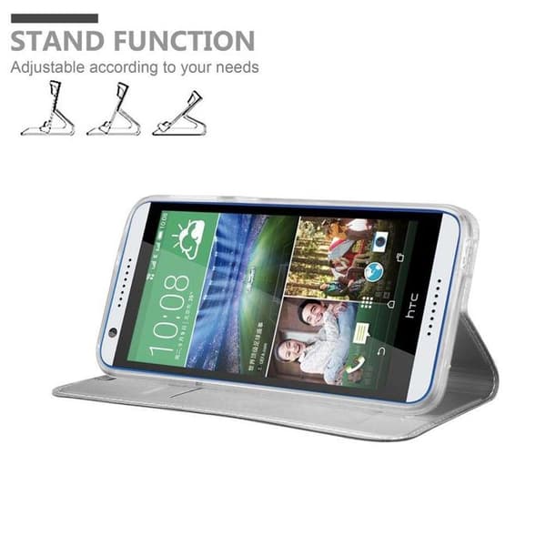 Flipfodral för HTC Desire 820 Fodral i KLASSISK SILVER Plånbok Stötsäker Grå