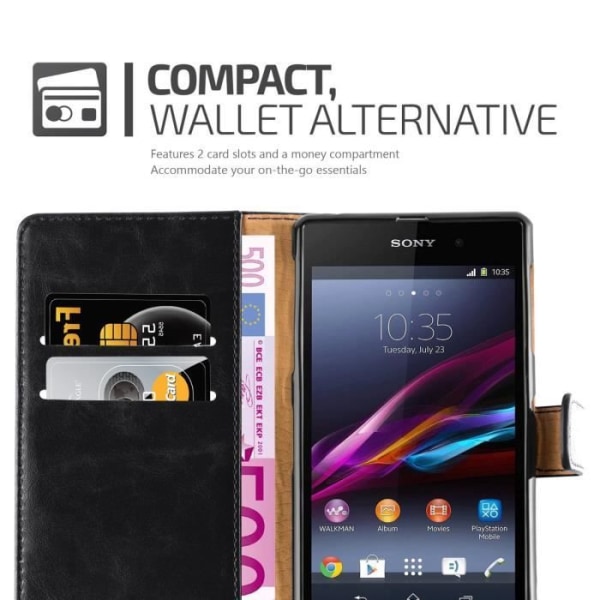 Skydd för Sony Xperia Z - CADORABO - Svart - Syntetläder - Ställfunktion - Fullständigt skydd KOLSVART