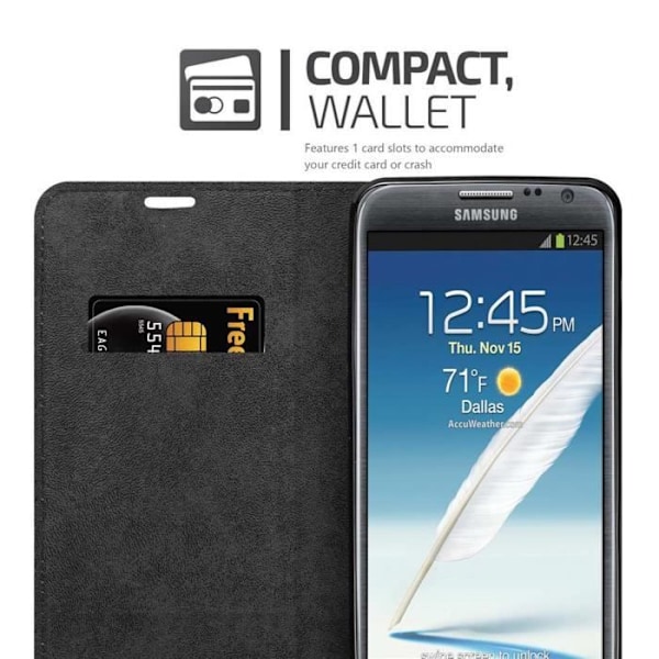 Coque - CADORABO - Samsung Galaxy NOTE 2 - Mörk Natt - Ultra Tunn - Magnetstängning NATTSVART