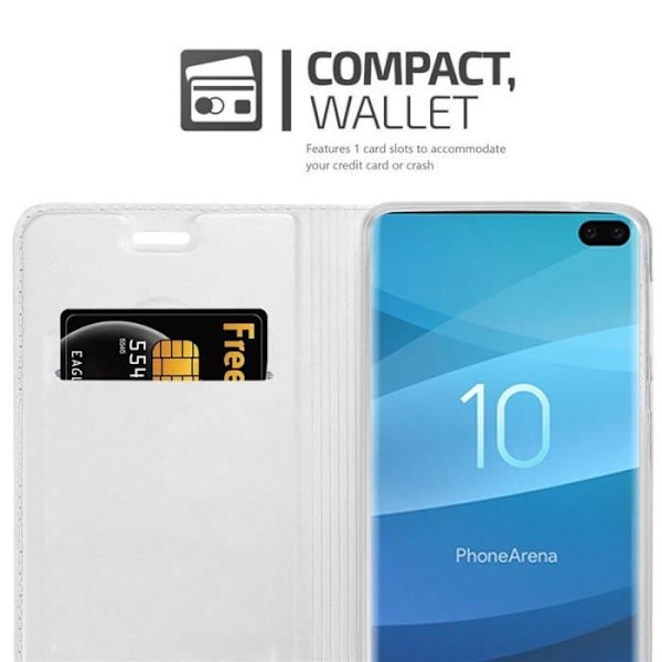 Fodral - CADORABO - Samsung Galaxy S10 PLUS - Grå - Magnetisk stängning - Halvstyv Grå