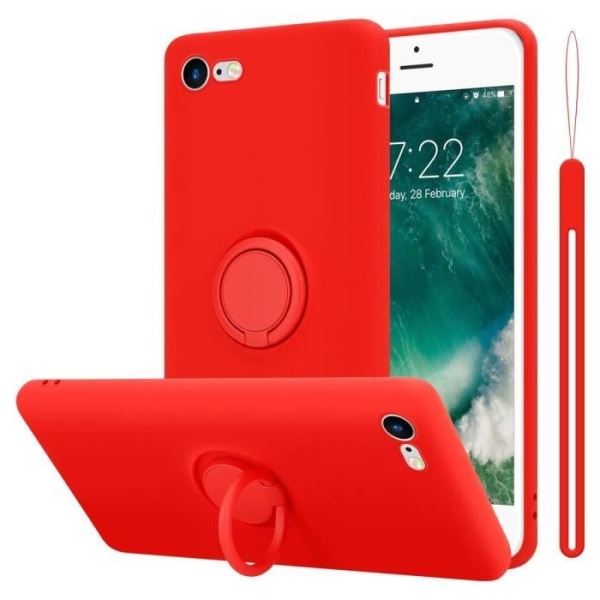 Cadorabo Fodral för Apple iPhone 7 / 7S / 8 / SE 2020 i LIQUID Red Skyddande Silikon TPU Flexibelt Ring Cover