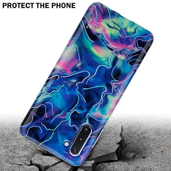 Coque - CADORABO - Samsung Galaxy NOTE 10 - Marmor Blå Rosa - Silikon TPU Skydd - Trendig Design Blå, Rosa