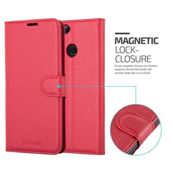 Cadorabo Fodral för Honor 7X - i rött - Bokfodral med magnetisk stängning, stativfunktion och kortplats - Fodral