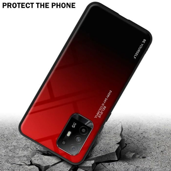 Fodral till Oppo A94 5G Fodral i RÖTT - SVART Fodral Skyddsskydd tvåfärgad TPU