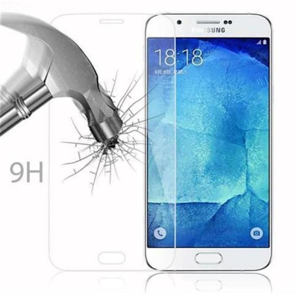 Cadorabo Skärmskydd för Samsung Galaxy A8 0,3 mm Rundade hörn HÖG TRANSPARENS Härdat glas Transparent