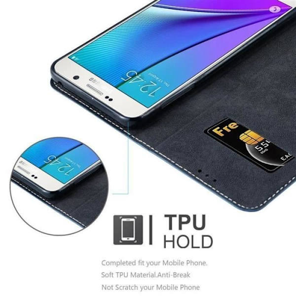 Portföljfodral - CADORABO - Galaxy NOTE 5 - Syntetiskt läder - Brun - Osynlig magnetstängning kastanj