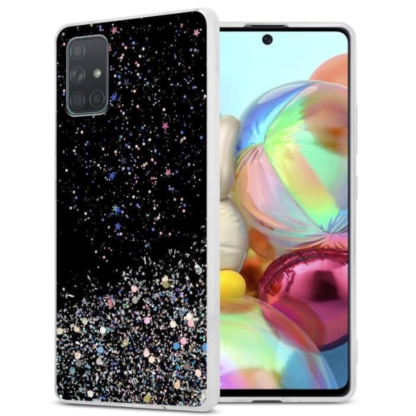 Fodral för Samsung Galaxy A71 5G Fodral i svart med glitterfodral Skyddande silikon TPU Glitter paljetter