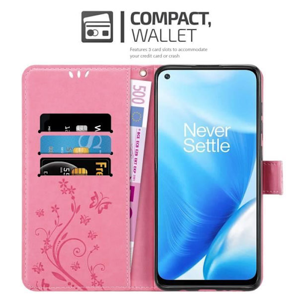 Fodral till OnePlus Nord N200 5G Fodral i ROSA BLOMMA Etui Fodral Skydd Blommig plånbok