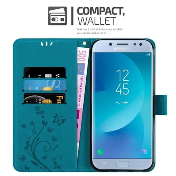 Cadorabo Fodral för Samsung Galaxy J5 2017 i blått - blommönster Blå
