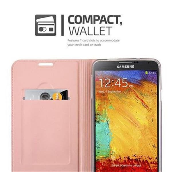 Fodral med lock för Samsung Galaxy NOTE 3 Plånbok i KLASSISK GULD ROSÉ Stötsäker Ros