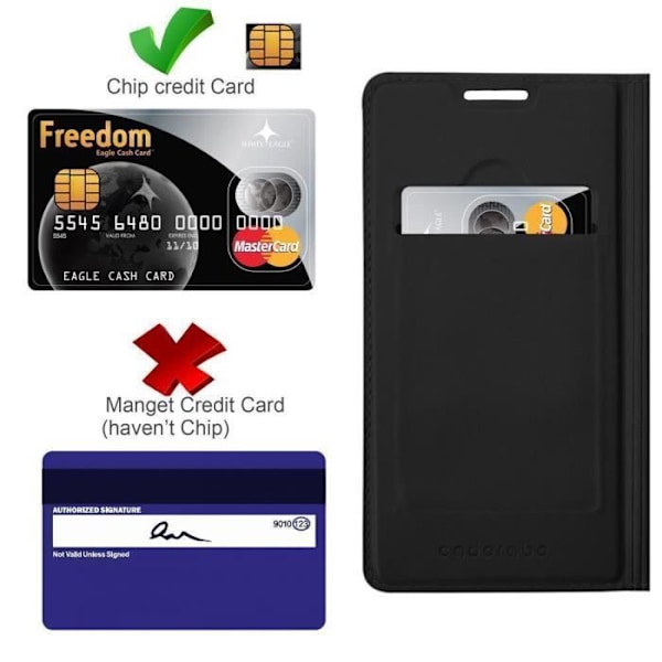 Coque för Huawei P30 - CADORABO - KLASSISK SVART - Fack för kort - Ställfunktion - Semi-styv Svart