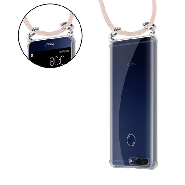 Fodral för Honor 8 PRO med axelrem i ROSÉ PERLÉ med justerbar snodd Ros