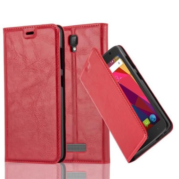 ZTE BLADE L5 Fodral i APPLE RED från Cadorabo (INVISIBLE MAGNETIC CLOSURE Design) Fullt skyddsfodral med flipskydd