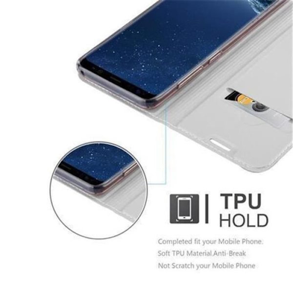 Samsung Galaxy S8 PLUS Fodral i CLASSY SILVER från Cadorabo (MATTE METALLIC Design) Fullt skyddsfodral med flipskydd Pengar