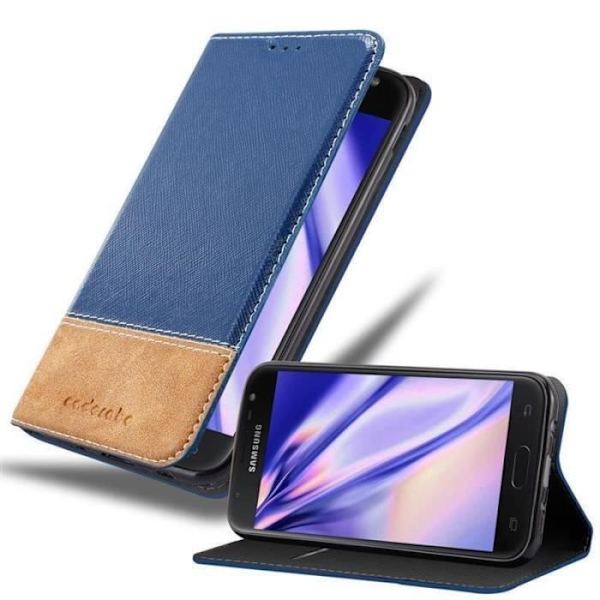 Coque plånbok - CADORABO - Galaxy J7 2017 - Syntetiskt läder - Brun - Osynlig magnetstängning kastanj