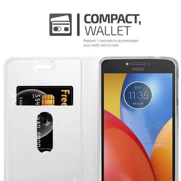 Flip-fodral för Motorola MOTO E4 i CLASSY SILVER Plånbok Stötsäker Grå
