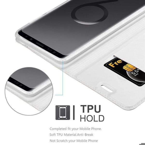 Flipfodral för Samsung Galaxy S9 PLUS Fodral i KLASSISK SILVER Plånbok Stötsäker Grå