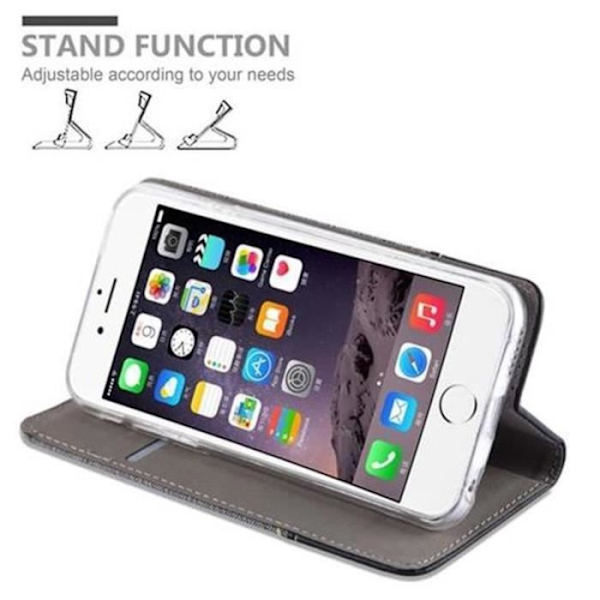 Apple iPhone 6 PLUS Fodral - iPhone 6S PLUS i GRÅ SVART från Cadorabo (TYG-LÄDER DESIGN) Helt skyddsfodral med