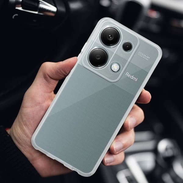 Transparent stötsäker silikonfodral för Redmi Note 13 Pro 4G Vit