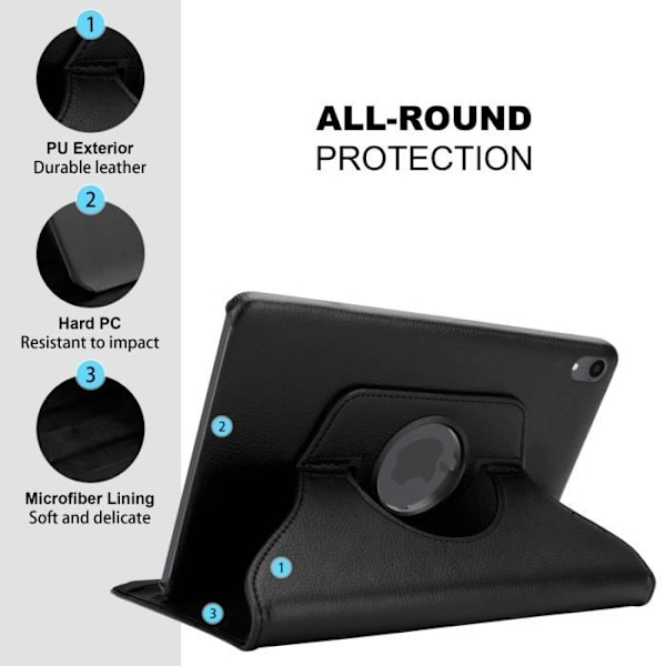 Housse - Cadorabo - Fodral för Apple iPad MINI 6 - Syntetiskt läder - 360° skydd - Stödfunktion NOIR SUREAU