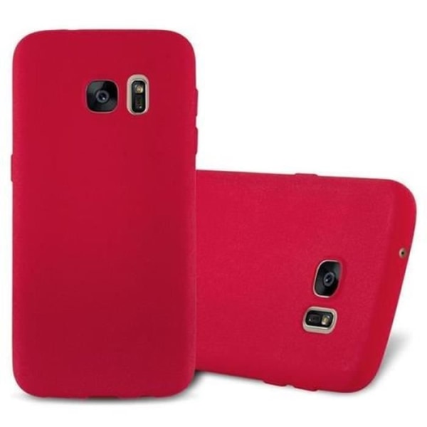 Samsung Galaxy S7 Fodral FROST RÖD Cadorabo DESIGN FROST TPU Silikonskydd Fodral Skal Ultra Slim Fin Bumper