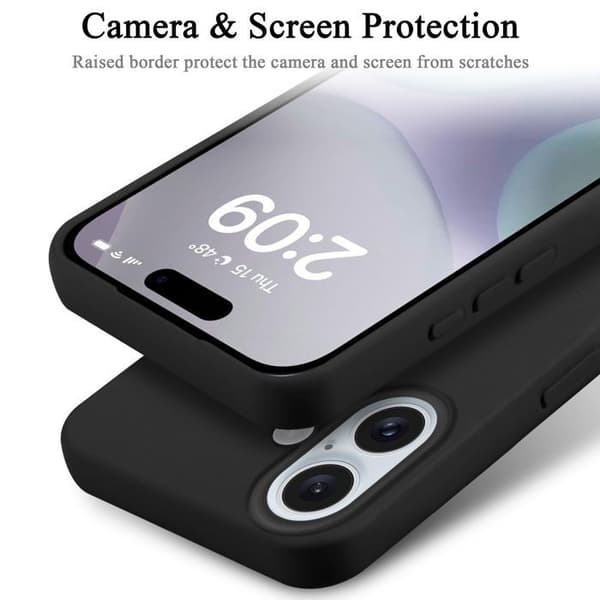 Skal för iPhone 16 PLUS Stötabsorberande i LIQUID BLACK Svart