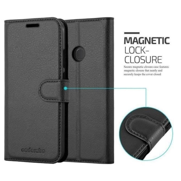 Coque - CADORABO - Huawei P20 LITE - Syntetiskt läder Svart - Horisontellt stöd - 3 kortfack Svart