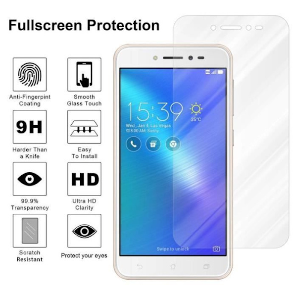 Cadorabo härdat glas Asus Zenfone LIVE skärmskyddsfilm Härdat skydd för display TRANSPARENT Transparent
