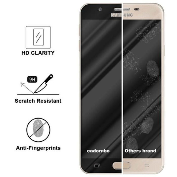 Cadorabo härdat glas Samsung Galaxy J5 PRIME - ON5 2016 Skärmskyddsfilm Glas Display-skydd TRANSPARENT med SVART Transparent, svart