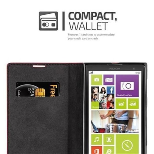Cadorabo Nokia Lumia 1020 Fodral APPLE RÖD OVISBAR MAGNETISK STÄNGNING Fodral Fodral Stöder stativ och kortplats