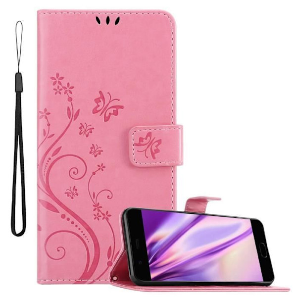 Coque för Huawei P10 PLUS - CADORABO - Blomsterfodral - Syntetläder - Ställfunktion - Heltäckande skydd Rosa blommig