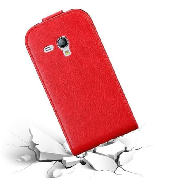 Flip-fodral - CADORABO - Samsung Galaxy S3 MINI - Röd konstläder - Magnetisk stängning - Fullständigt skydd Röd