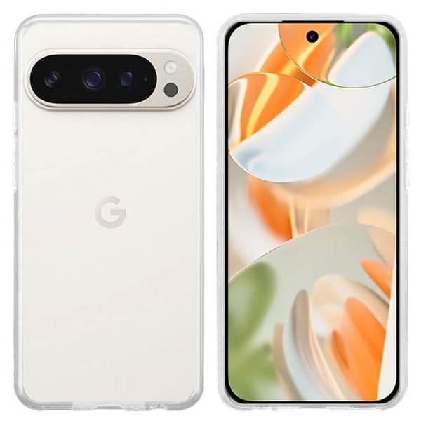 Skal för Google Pixel 9 / 9 PRO i transparent stötabsorberande silikon Vit