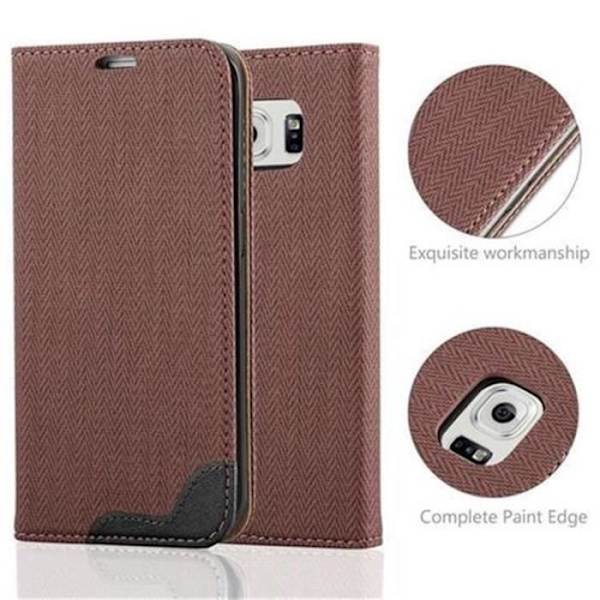 Cadorabo Fodral till Samsung Galaxy S6 EDGE, BRUNT SVART Design RAPHIA EDGE