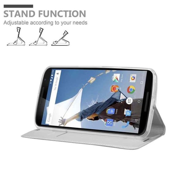 Fodral med lock för Motorola Google NEXUS 6 Etui i KLASSISK SILVER Plånbok Stötsäker Grå