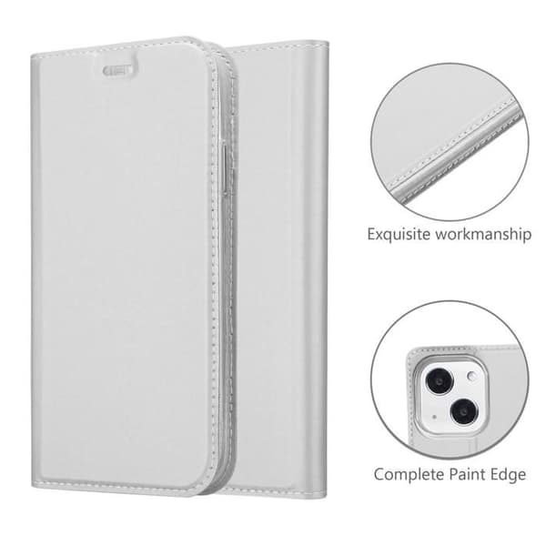 Flip-fodral för iPhone 13 Klassisk Silver Plånbok Stötsäker Grå